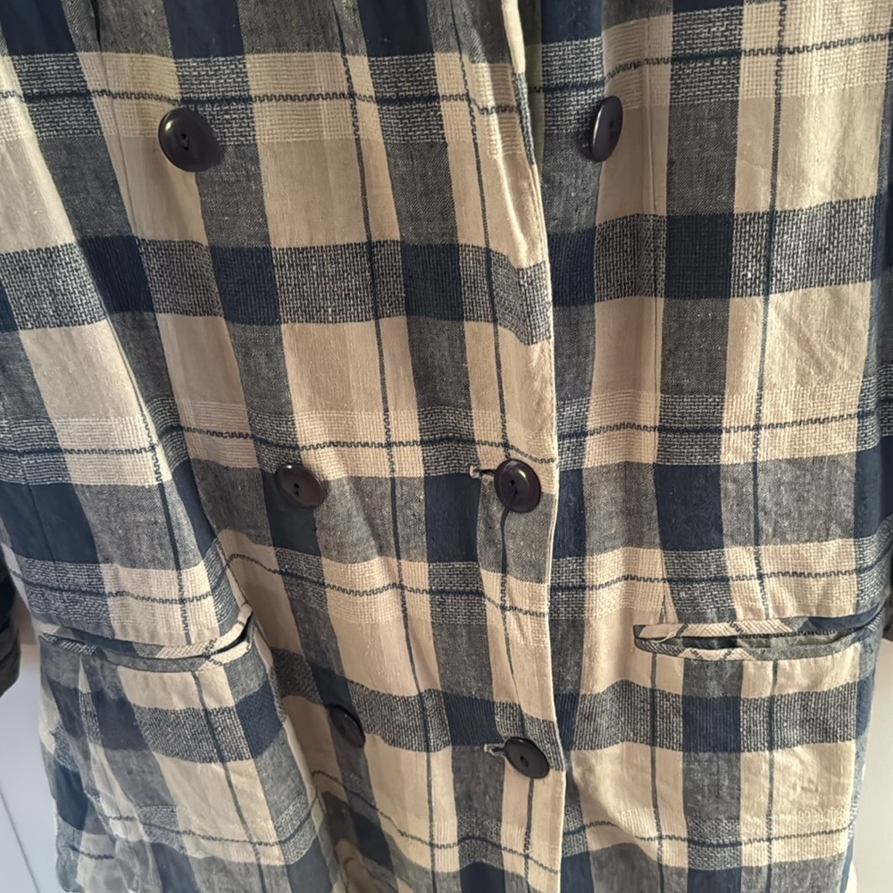 Vintage! San Moire Long Plaid Blazer Size L - Picture 5 of 13